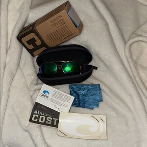 Costa Aviator Sunglasses with Blue-Green Lenses